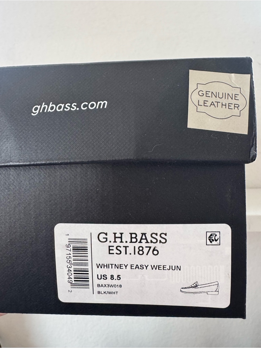 G.H. Bass & Co. Whitney Easy Weejun Black White Two-Tone Penny Loafers Size 8.5 - Picture 6 of 9